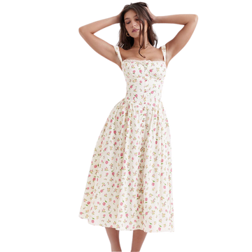 High Waist Floral Dress