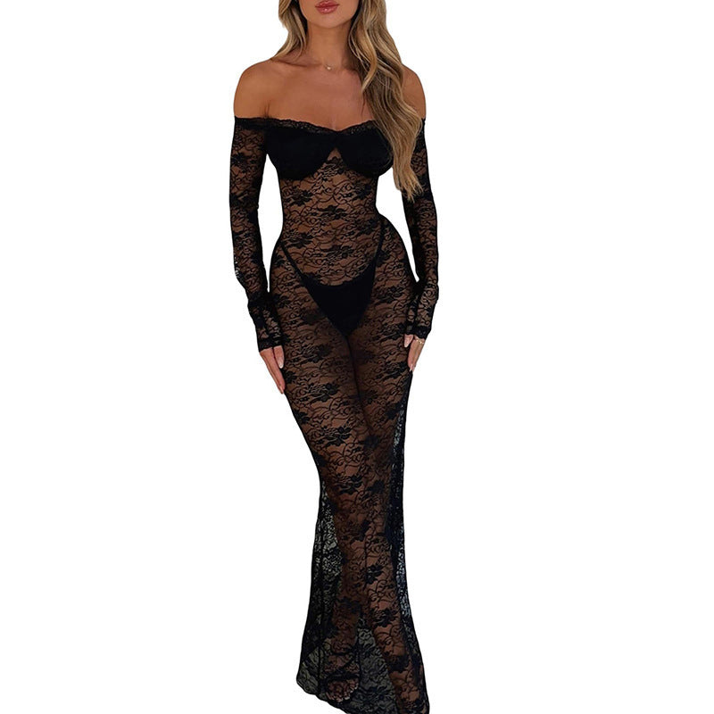 Lace Crochet See-through Slim-fit Dress