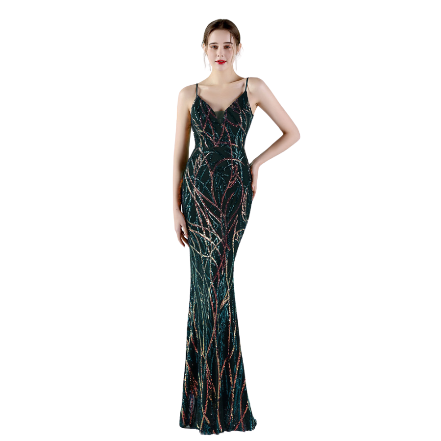 Long Sequin Party Evening Dress